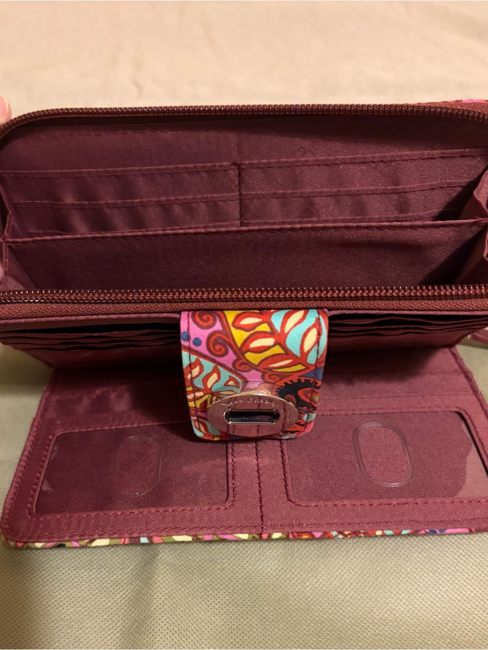 Vera Bradley Pink Multicolor Paisley Quilted Turnlock Wallet - Picture 4 of 4